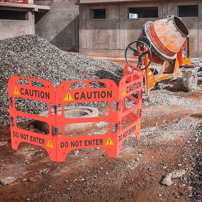Collapsible Safety Barrier with Reflective Strips - Portable Foldable Caution Barricade for Construction Zones, Crowd Control & Traffic Safety, High Visibility Durable Barrier, Weatherproof Hazard Warning Fence