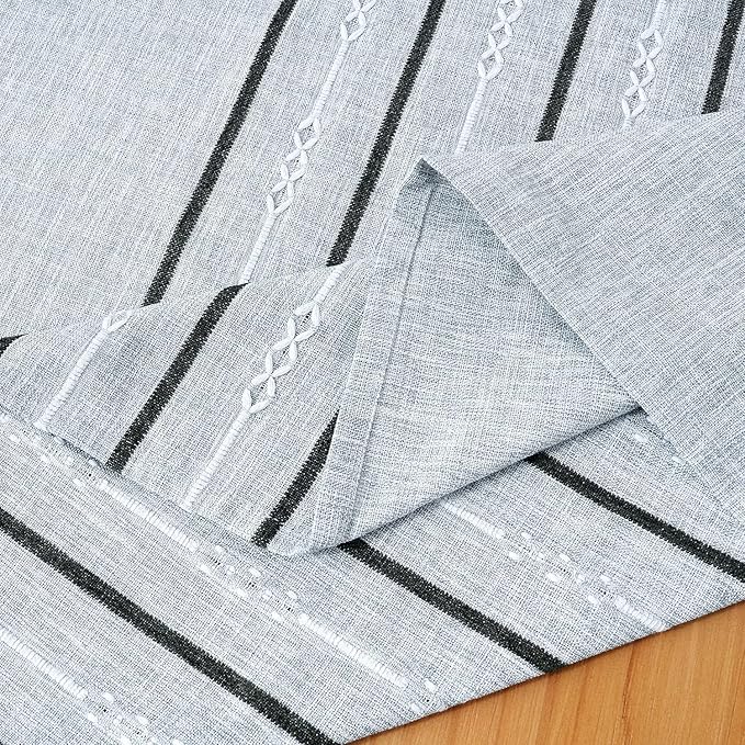 Chassic 60 x 60 inches Farmhouse Style Linen tablecloths, Wrinkle Resistant Washable Dining Room Table Cloths for Square Tables - Striped Grey