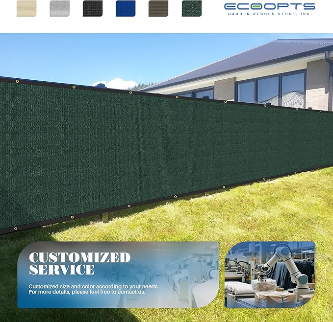 ECOOPTS 4'x226' Privacy Fence Screen Windscreen with Copper Grommets, Fit for Commercial Fence and Residential Garden Outdoor 90% UV Blockage, Cable Zip Ties Included (Green)