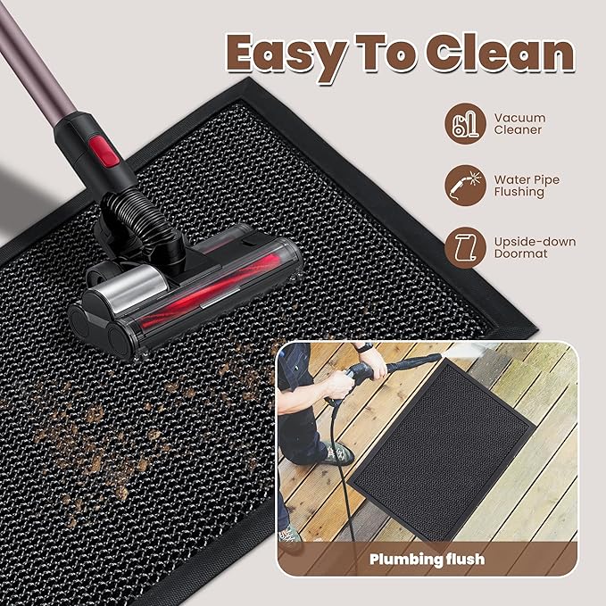 Outdoor Indoor Door Mats for Entryway, Heavy Duty and Durable All-Weather Entry Mat, Low Profile, Non-Slip and Easy Clean Outdoor Doormat for Entrance, Patio and Garage (Black and white 36"x24")