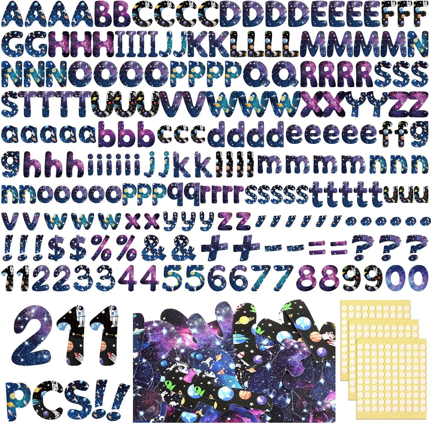 221 Pcs Bulletin Board Letters Round Alphabet Number Punctuation Symbol Combo Letter Cutouts Classroom Decoration for School Classroom Chalkboard Poster Board(Space Round)