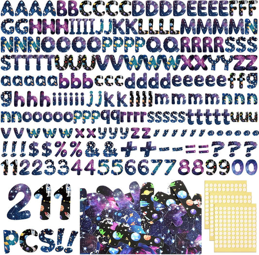 221 Pcs Bulletin Board Letters Round Alphabet Number Punctuation Symbol Combo Letter Cutouts Classroom Decoration for School Classroom Chalkboard Poster Board(Space Round)