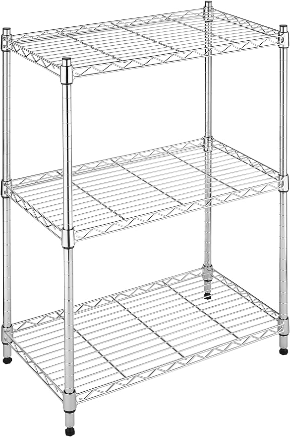 Whitmor 3-Tier Shelving Unit, Metal Storage Shelves, Easy Assembly Home Organizer for Pantry, Kitchen, Garage, Plant, 23"L x 13"W x 30"H