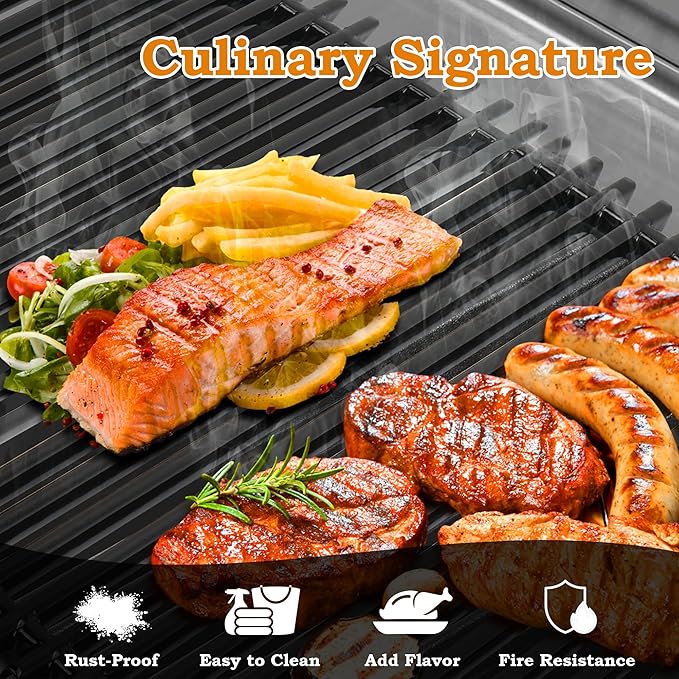 17 3/8 inch Grill Grates for Weber Spirit Grill Parts, Spirit 300 Series Grates E310 E320 E330 S310 S320 S330 Gas Grill Cooking Grids, Cast Iron Grill Grates Replacement for Weber 7525 7526