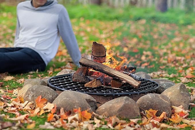 Walden Backyards Round Fire Pit Grate - High Temperature Heavy Duty Steel Above Ground Firegrate for Outdoor Pits and Campfire - 24”