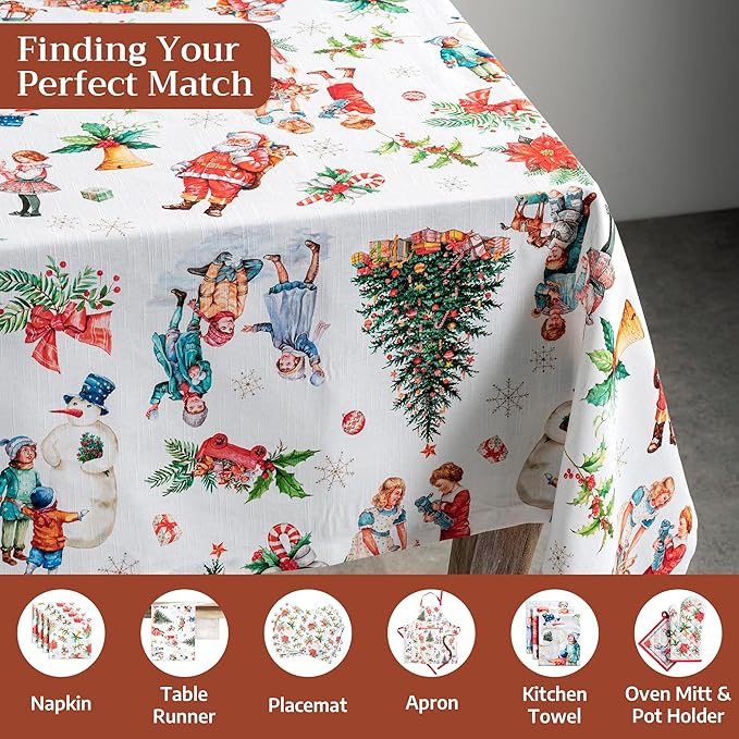 Maison d' Hermine Table Cloth Rectangle Table 100% Cotton 54 x 72 Inches Fall Tablecloth Reusable Everyday Use for Thanksgiving Christmas Decorations Dining Farmhouse Party (Chromo)