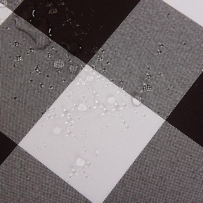 Cupuamon 2 Pack Waterproof Polyester Fabic Rectangle Checkered Tablecloth，60x120 Outdoor Table Cloth，Oil Stain Prevention Table Cloth for Pinics and Parties（Black and White）