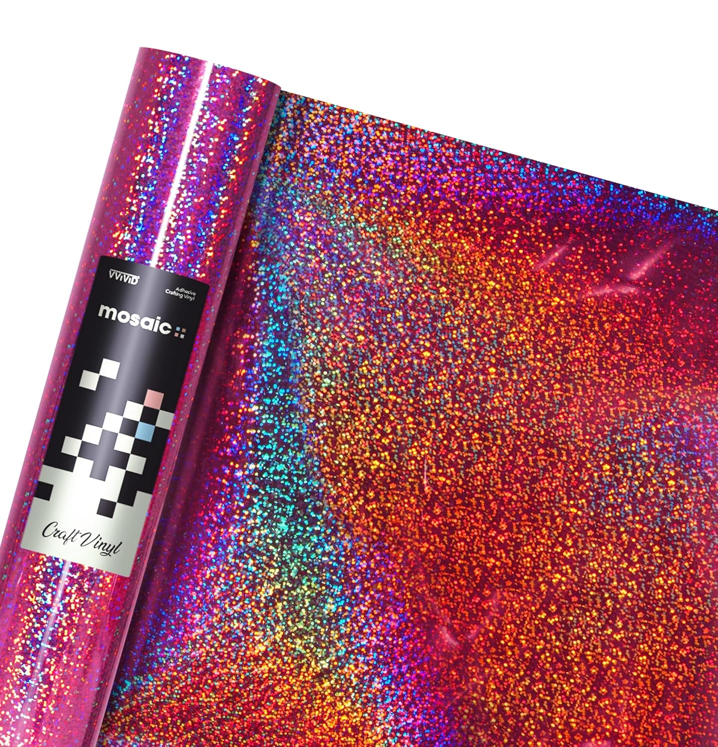VViViD Mosaic+ Glitter Holographic Crafting Vinyl, 3ft x 1ft, 7 Color Bundle, with Transfer Paper