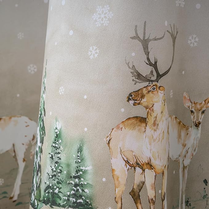 Maison d' Hermine Table Cloth Round Table 100% Cotton 63 Inches Fall Tablecloth Reusable Everyday Use for Thanksgiving Christmas Decorations Dining Farmhouse Party (Deer in The Woods)
