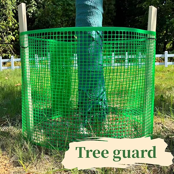 PotatoLife Plastic Wire Mesh Fence, Balcony Fence for Baby and Pets, Safety Fence, Stair Protector, Poultry, Garden, Tree Support, Durable Material, Free Zip Ties (White, 15.7'' x 20')