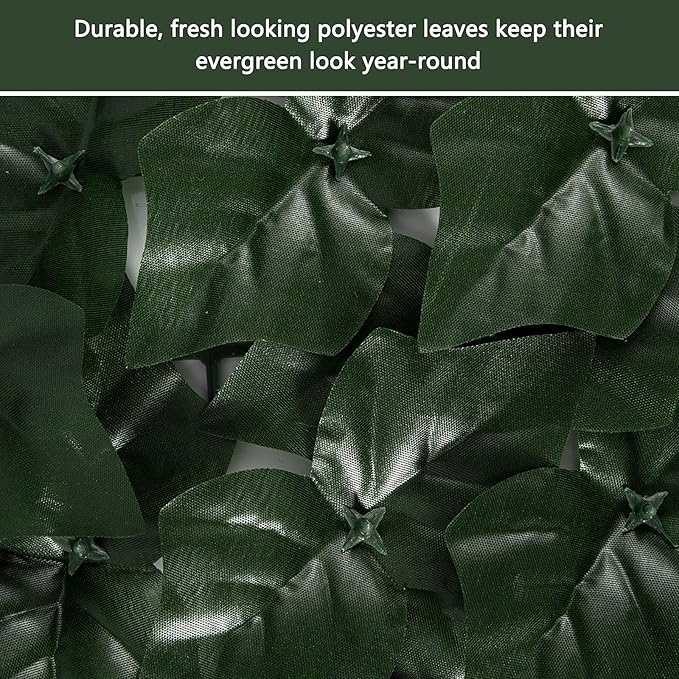 Faux Ivy Fence Privacy Screen Outdoor Expandable Artificial Greenery Roll Fake Hedge Wall Patio Green Plastic Leaf Plant Vine Grass Panels Gate Covering for Garden Yard Balcony (118 X 39.4 in)