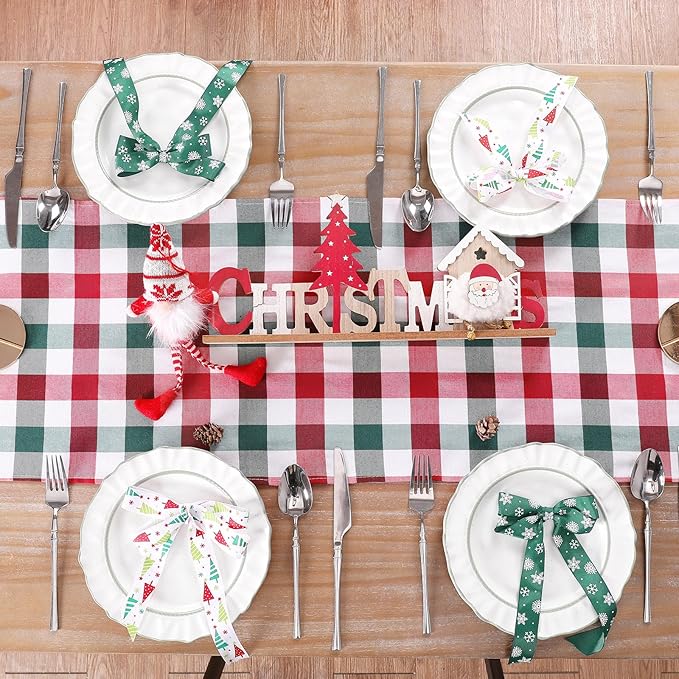 Christmas Checkered Table Runner - 2 Packs Buffalo Plaid Table Runner 13x84 Inches Table Cover for Family Dinners Fall for Farmhouse