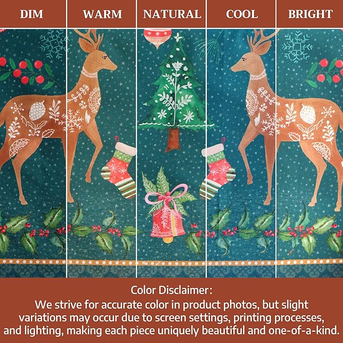 Maison d' Hermine Table Cloth Rectangle Table 100% Cotton 60 x 108 Inches Fall Tablecloth Reusable Everyday Use for Thanksgiving Christmas Decorations Dining Farmhouse Party (Hygge Christmas)