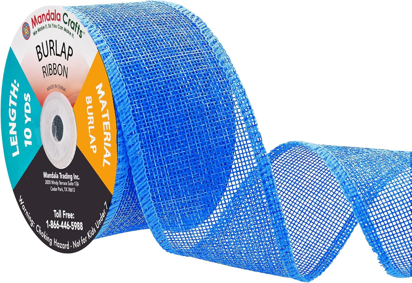 Mandala Crafts Sky Blue Burlap Ribbon 2 Inches Wide Jute Ribbons for Crafts - 20 Yds Roll Rustic Burlap Wrap Trim Ribbons for Wreaths Bows Wedding Party Decoration