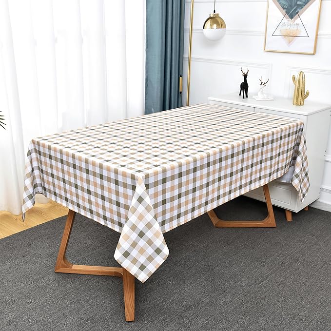 Waterproof Plaid Tablecloth Fabric - Oblong 52x70 Inch Classic Buffalo Tartan Table Cloth for Indoor/Outdoor Use - Washable Table Cover for Dinner, BBQs, and Parties