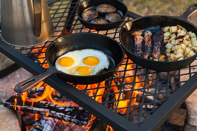 Amazon Basics Heavy-Duty Portable Camping Grill Grate for Campfire Cooking, Black