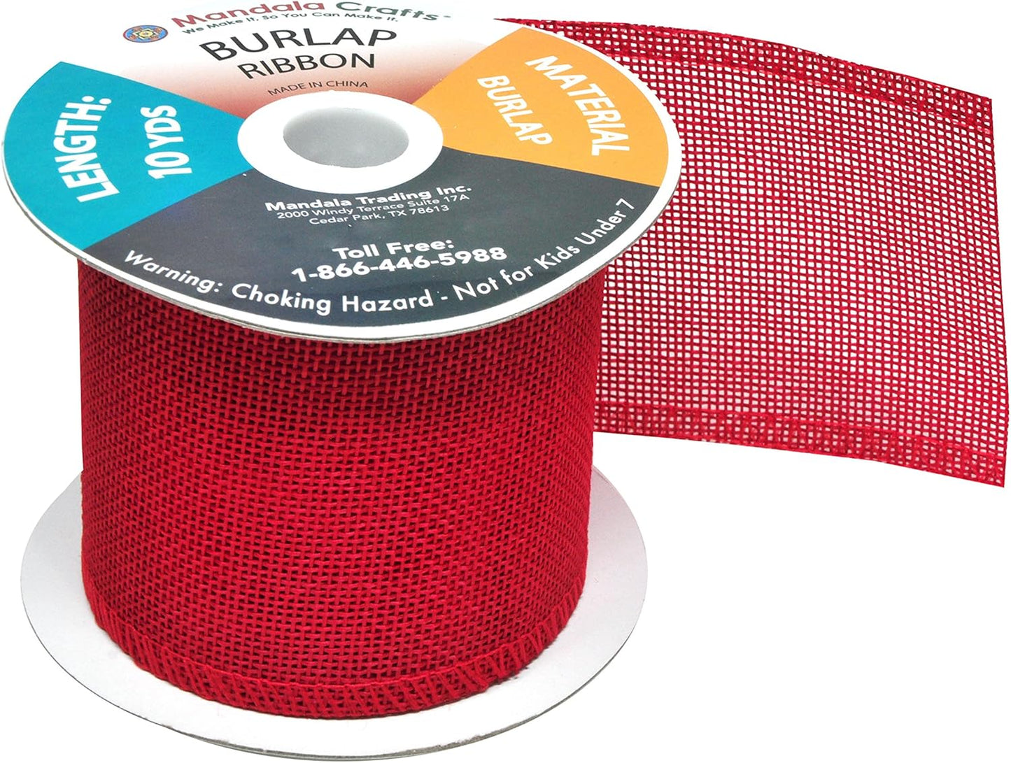 Mandala Crafts Red Burlap Ribbon 3 Inches Wide Jute Ribbons for Crafts - 20 Yds Roll Rustic Burlap Wrap Trim Ribbons for Wreaths Bows Wedding Party Decoration