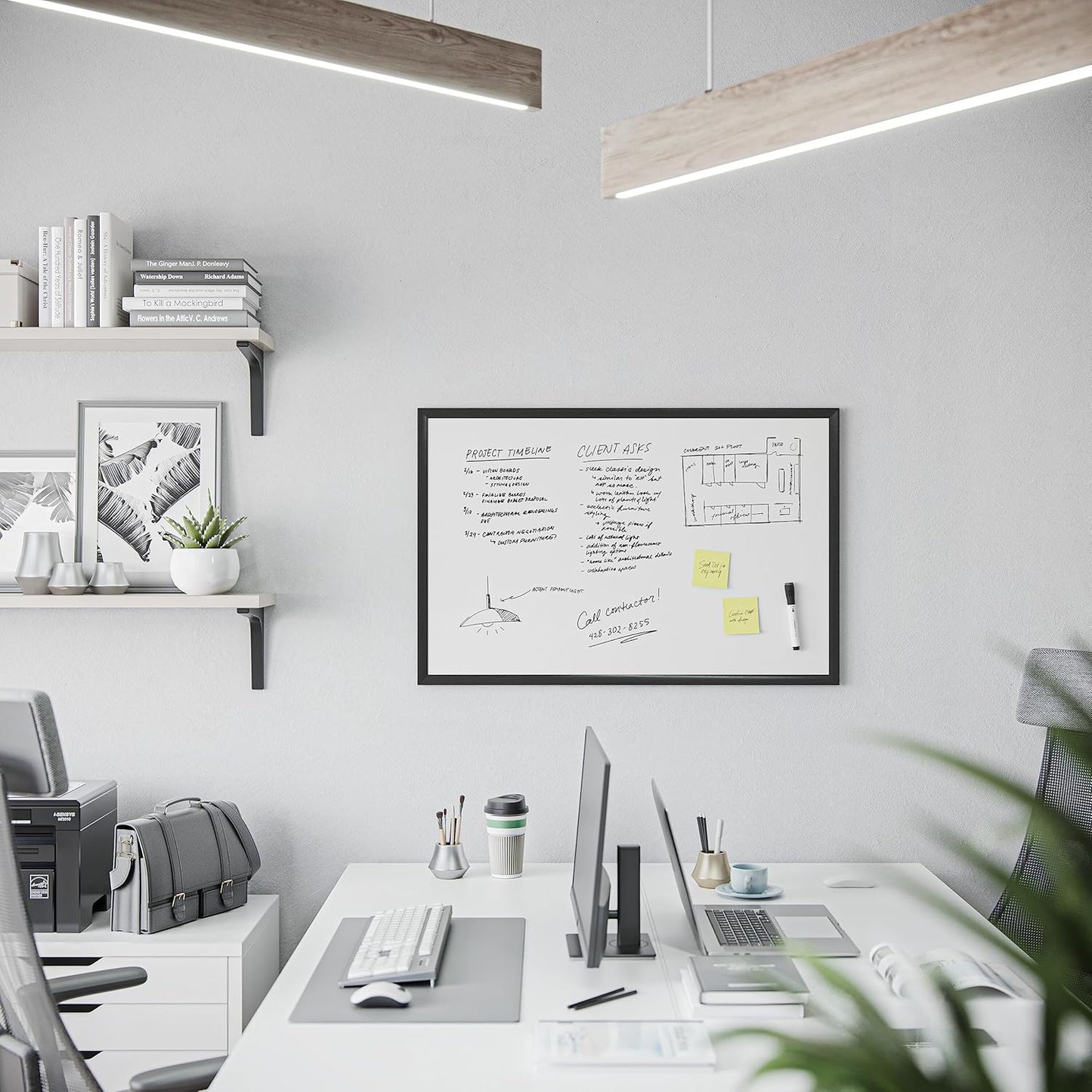 U Brands Magnetic Dry-Erase Board, 36 X 24 Inches, Black Wood Frame (311U00-01)