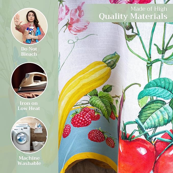 Maison d' Hermine Table Cloth Round Table 100% Cotton 63 Inches Tablecloth Reusable Decorative Everyday Use for Dining Room, Farmhouse, Home, Party, Festive & Wedding Spring Summer - Giverny