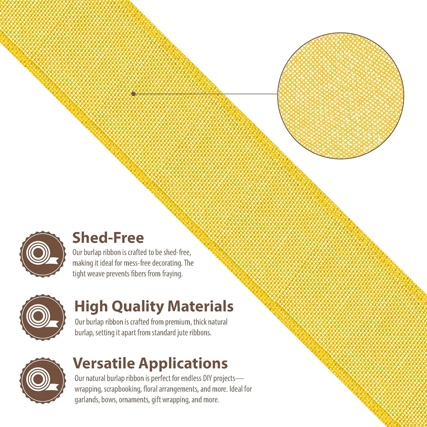 Mandala Crafts Yellow Burlap Ribbon 3 Inches Wide Jute Ribbons for Crafts - 20 Yds Roll Rustic Burlap Wrap Trim Ribbons for Wreaths Bows Wedding Party Decoration