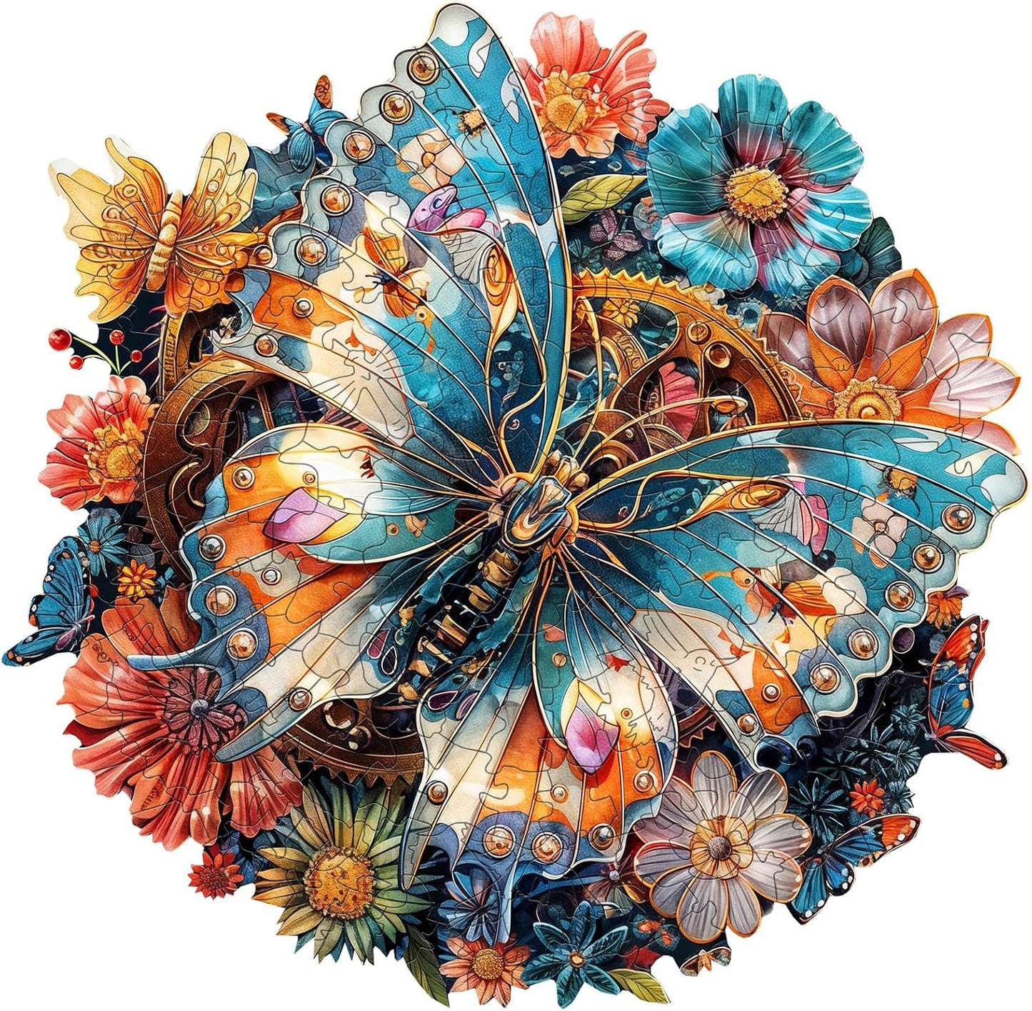 Wooden Puzzles for Adults - Mechanical Butterfly Wood Puzzles Adult - Unique Animal Shape Wooden Jigsaw Puzzles for Adults - Birthday Gifts for Puzzle Lovers, Family (13.3 * 13.3in)