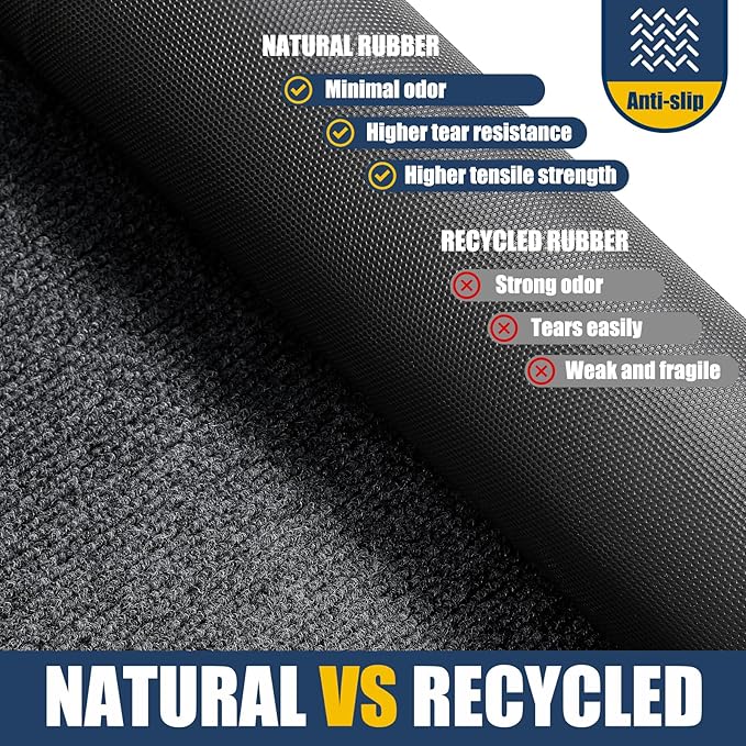 Large Front Door Mat Outside Entrance Indoor Doormat, 47" x 30" Outdoor Mats for Patio Waterproof, Outdoor Door Mats for Outside Entry, Indoor Rugs for Entryway, Sturdy Natural Rubber, Drak Gray