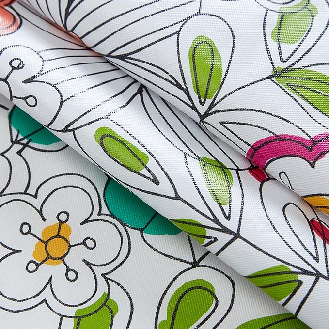 Newbridge Shabby Chic Lily Print 70 Inch Round Vinyl Flannel Backed Tablecloth, Pink Yellow and Green Lily Indoor and Outdoor Waterproof Vinyl Table Cover for Spring Holiday Party