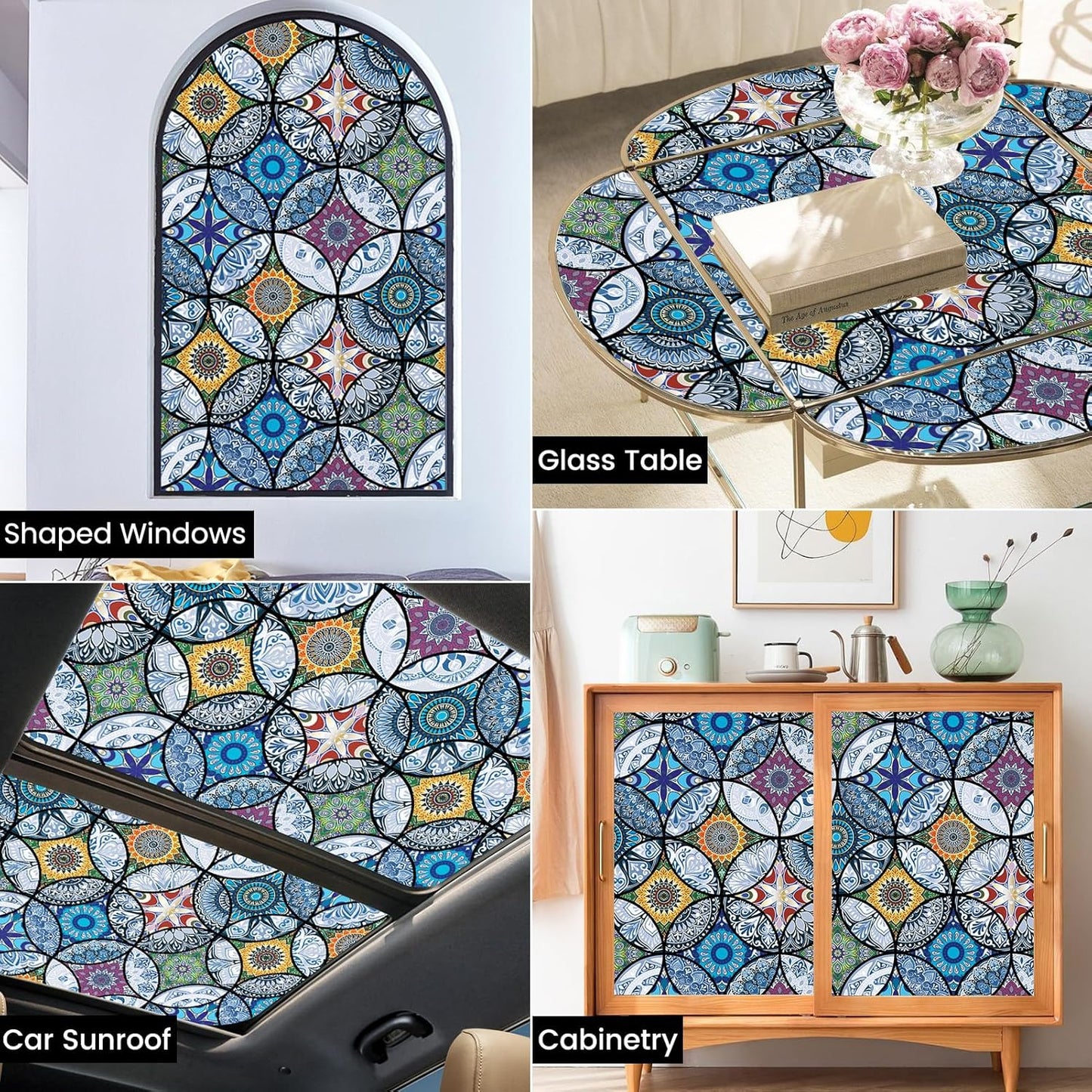 DKTIE Static Cling Decorative Window Film with Installation Tools Non Adhesive Privacy Film Stained Glass Window Film for Bathroom Shower Door Heat Cotrol Anti UV 17.7 x 78.7 Inch