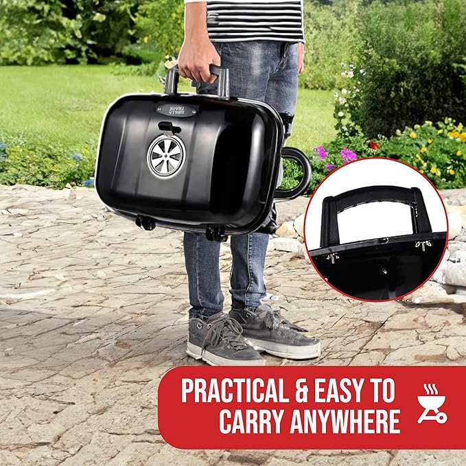 Grill Trade Portable Charcoal Grill - Mini BBQ Grill - Small Table Top Charcoal Grill for Camping, Outdoor Cooking - Foldable Camping Grill for Picnics, Tailgating and Backyard Grilling