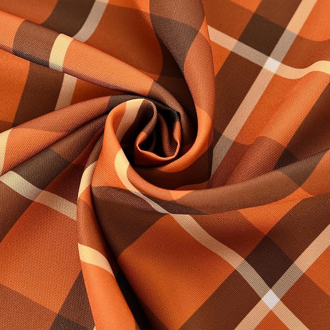 Gingham Tablecloth Fabric - Oblong 58x120 Water Resistant Autumn Plaid Table Cloth for Indoor/Outdoor Use - Fall Tabletop Cover for Halloween, Picnics, Gardens, and Thanksgiving Day