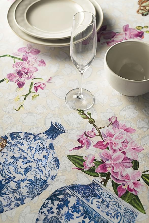 Maison d' Hermine Table Cloth Rectangle Table 100% Cotton 70 x 90 Inches Tablecloth Reusable Decorative Everyday Use for Dining Room, Farmhouse, Home, Party, Festive & Wedding Spring Summer - Canton