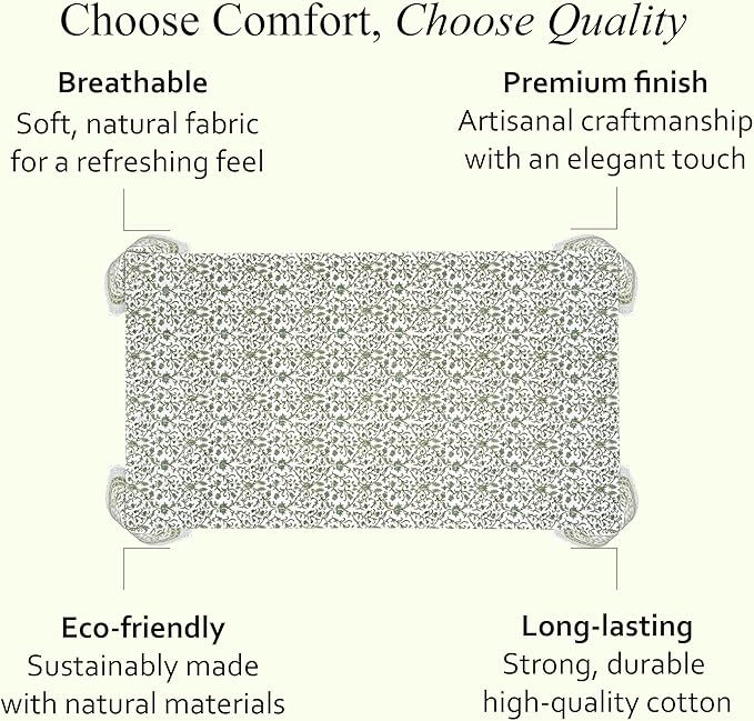CPC Meadow Vine Tablecloth 100% Cotton 72x140 Inch Indian Block Print Rectangle Table Cover, Table Cloth for Gifting in Weddings, Halloween, Fall, Christmas, Thanksgiving