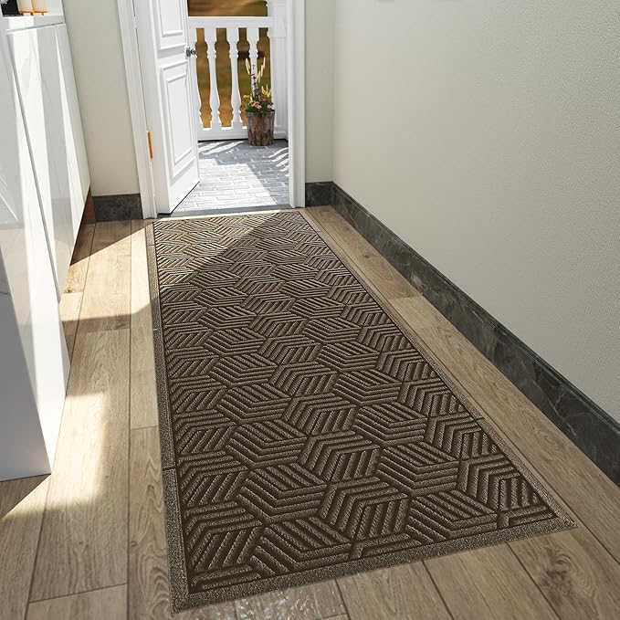 Yimobra Outdoor Indoor Runner Mat 72x24, All-Season Waterproof Entrance Mat for Front Door with Drainage Holes, Heavy Duty Non-Slip Doormat for Garage Patio Entryway, Brown