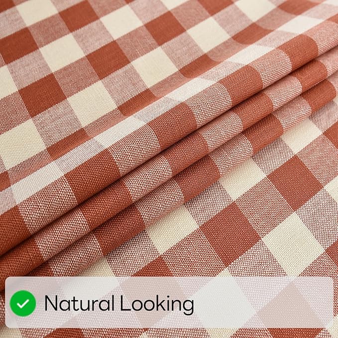 Gingham Table Cloth for Rectangle Tables Orange Checkered Plaid Tablecloth Heavy Duty Cotton Blend Washable & Wrinkle Table Cover for Outdoor Kitchen Dining Picnic Camping (52x86 Inch)