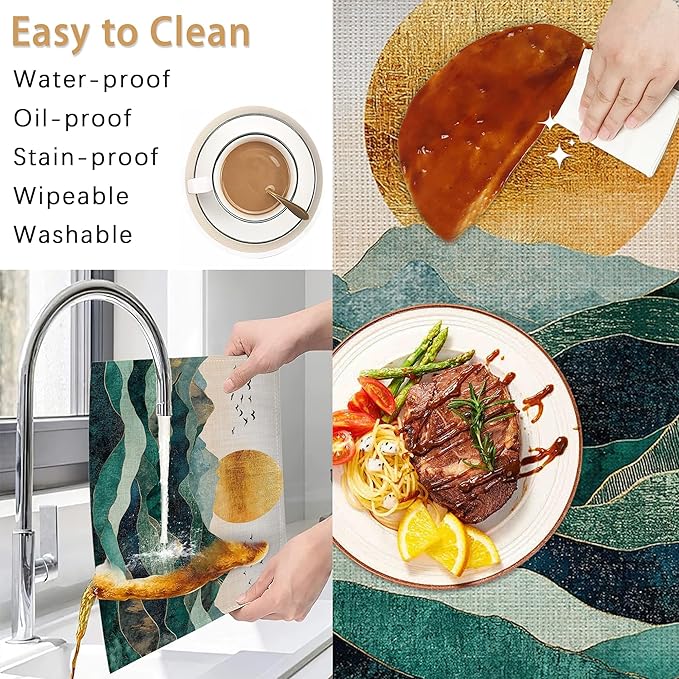 Sunrise Placemats Set of 6,Golden Mountains Placemats Washable Kitchen Dining Linen Table Mats Stain Heat-Resistant for Home Party Indoor 12x18 inch