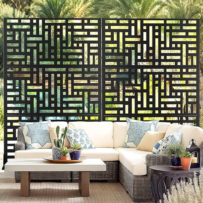 Outdoor Privacy Screen,72" H×47" W Metal Privacy Screen, Freestanding Privacy Fence Panels for Patio