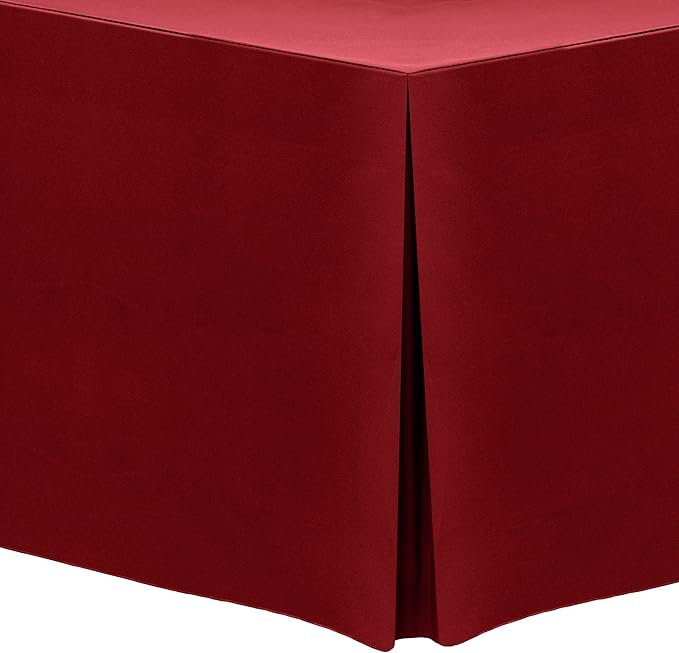Ultimate Textile 5 ft. Fitted Polyester Tablecloth - Fits 30 x 60-Inch Banquet and Folding Rectangular Tables - 42" H, Cherry Red