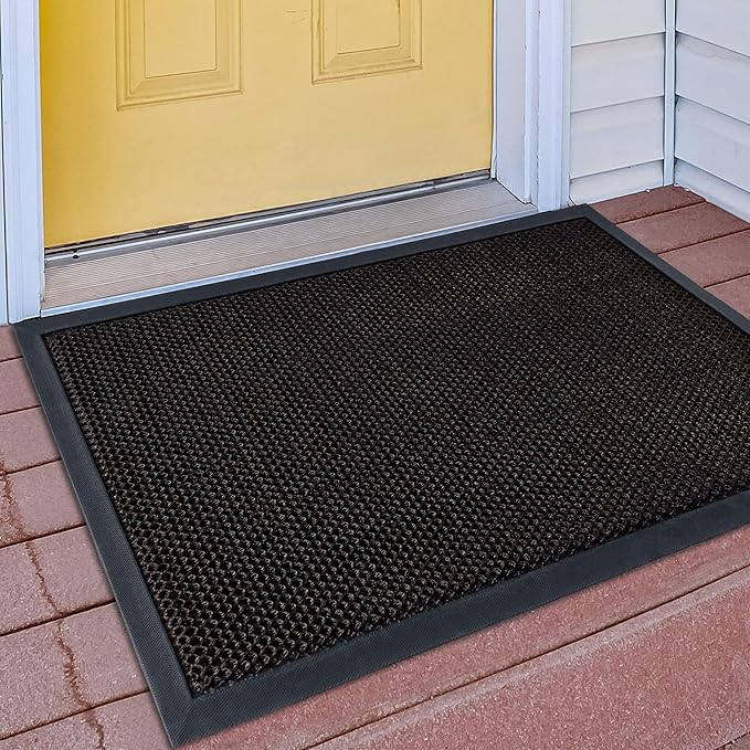 Outdoor Indoor Door Mats for Entryway, Heavy Duty and Durable All-Weather Entry Mat, Low Profile, Non-Slip and Easy Clean Outdoor Doormat for Entrance, Patio and Garage (Brown 36"x24")