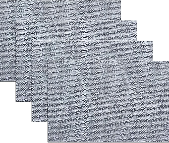 Elegant Placemats Set of 4, Plastic Heat-Resistant Non-Slip Vinyl Place Mats Washable Easy to Clean 18"x12" Placemats for Indoor Outdoor Table Decor (Grey)