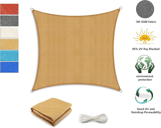 Tronssien Rectangle 16'x20' Sun Shade Sail,95% UV Blockage Canopy Awning for Outdoor Patio and Garden, Yard Activities