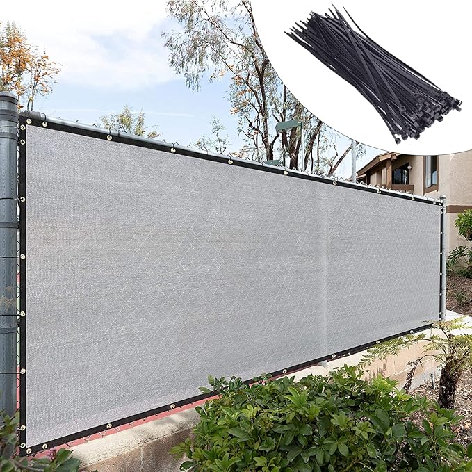 Royal Shade Custom Size 4' x 118' Grey Fence Privacy Screen Windscreen Cover Netting Mesh Fabric Cloth - Cable Zip Ties Included (We Make Custom Size)