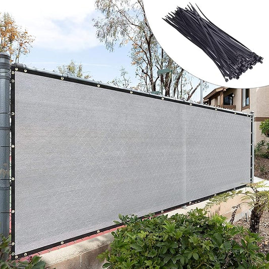 Royal Shade Custom Size 4' x 40' Grey Fence Privacy Screen Windscreen Cover Netting Mesh Fabric Cloth - Cable Zip Ties Included (We Make Custom Size)
