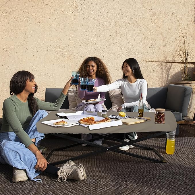 Covers & All Rectangle Table Top Cover, 12 Oz Waterproof UV & Weather Resistant Patio Table Cover, Outdoor Table Cover for Patio Furniture (60" L x 35" W x 5" H, Beige)