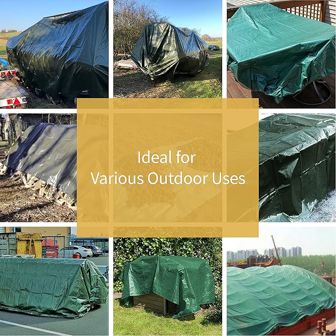 GUARD SHIELD Green Tarp Waterproof 8x10 Feet Medium Duty All Purpose Poly Tarps Cover 7mil (2-Pack)