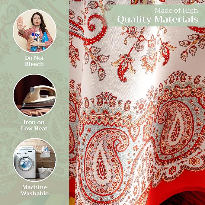 Maison d' Hermine Table Cloth Round Table 100% Cotton 63 Inches Fall Tablecloth Reusable Everyday Use for Thanksgiving Christmas Decorations Dining Farmhouse Party (Cachemire)