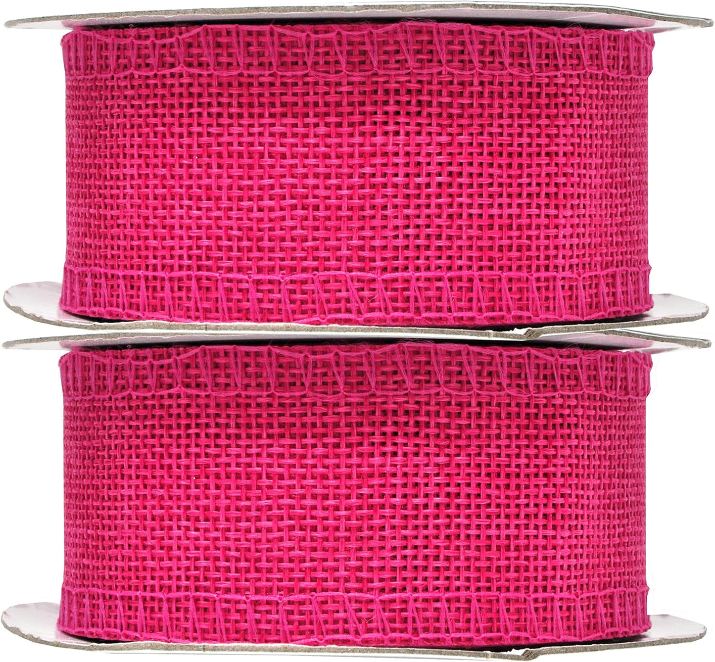 Mandala Crafts Hot Pink Burlap Ribbon 1.5 Inches Wide Jute Ribbons for Crafts - 20 Yds Roll Rustic Burlap Wrap Trim Ribbons for Wreaths Bows Wedding Party Decoration