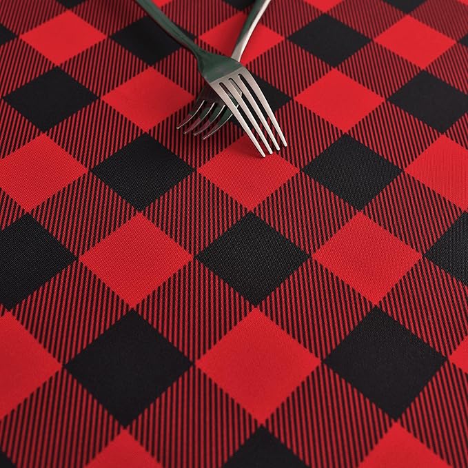 Classic Gingham Buffalo Tablecloth Fabric - Oblong 90x132 Inch Water Proof Checkered Table Cloth for Indoor Outdoor - Table Cover for Birthday, Picnics, BBQs, and Parties