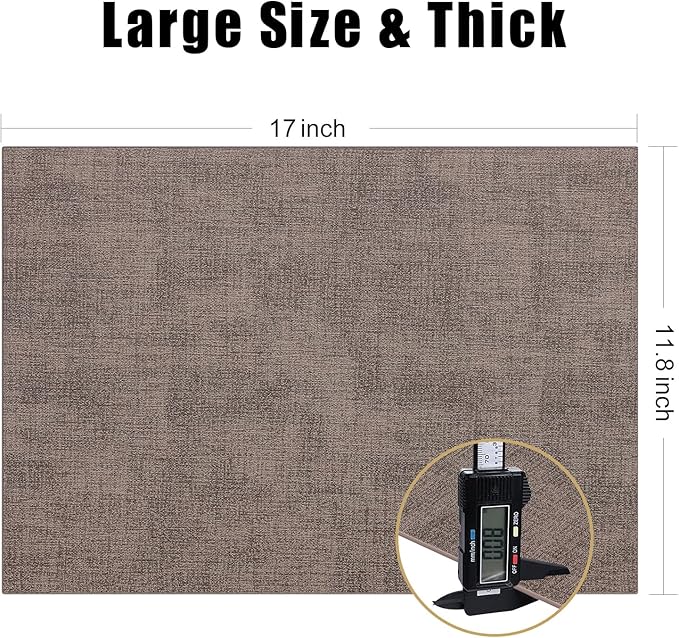 Homaxy Faux Leather Heat Resistant Placemats for Dining Table Set of 12, Waterproof Wipeable Washable PU Table Mats, Easy to Clean Anti-Slip Place Mats, 11.8" x 17", Dark Brown