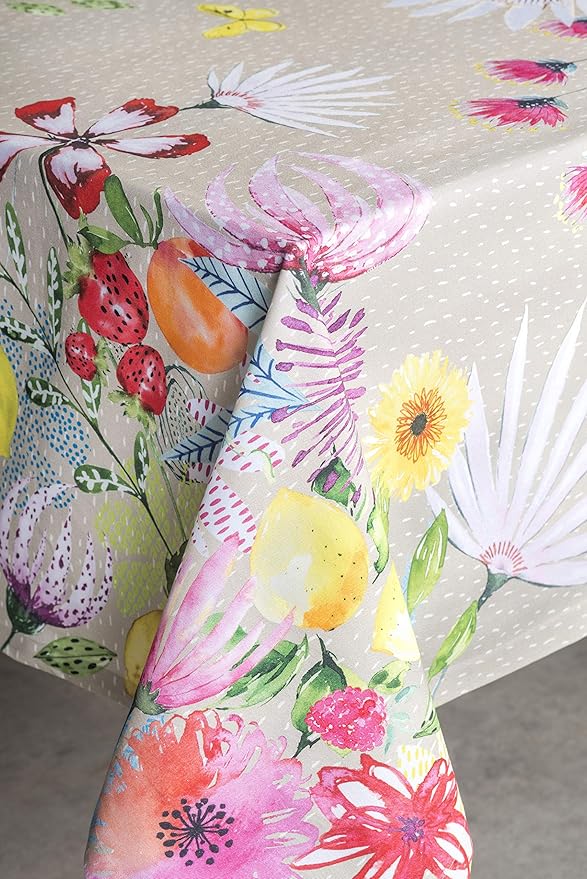 Maison d' Hermine Table Cloth Rectangle Table 100% Cotton 70 x 108 Inches Tablecloth Reusable Decorative for Dining Room, Farmhouse, Home, Party, Festive & Wedding Spring Summer - Jardin D'Ete - Fog