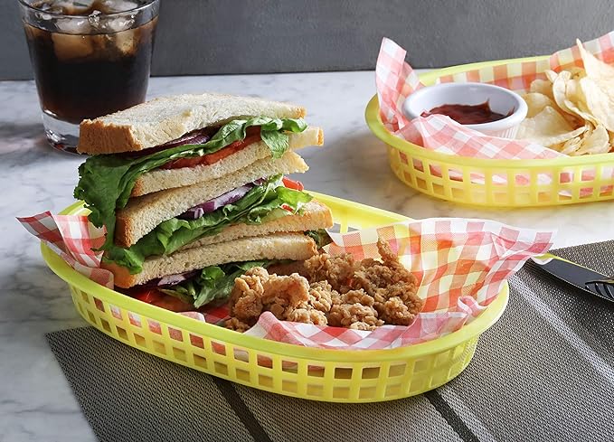 New Star Foodservice 44089 Fast Food Baskets, 10.5 x 7 Inch, Set of 12, Yellow